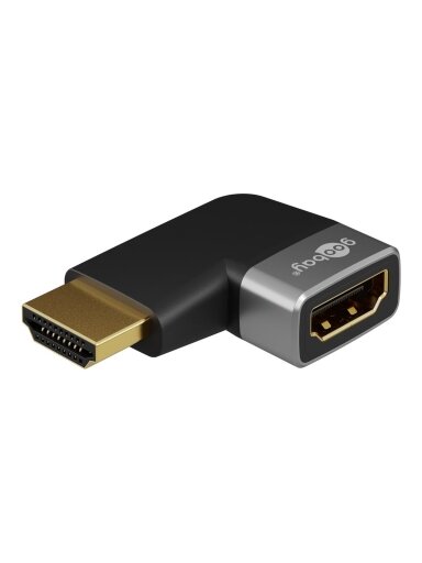 Goobay 72010 HDMI Angled Adapter 90° Horizontal, 8K at 60 Hz, Gold-Plated, Black/Silver Goobay 72010 HDMI Angled Adapter 90° Horizontal, 8K at 60 Hz, Gold-Plated, Black/Silver