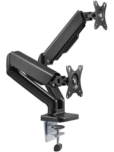Goobay Desk Mount | Double Monitor Mount with Gas Spring | Swivel, Tilt, Rotation | 17-32 " | Maximum weight (capacity) 9 kg | Black Goobay Desk Mount | Double Monitor Mount with Gas Spring | Swivel, Tilt, Rotation | 17-32 " | Maximum weight (capacity) 9 kg | Black