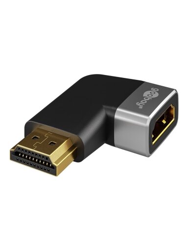 Goobay HDMI Angled Adapter 270° Horizontal, 8K @ 60 Hz, Gold-Plated, Black/Silver | 72012 Goobay HDMI Angled Adapter 270° Horizontal, 8K @ 60 Hz, Gold-Plated, Black/Silver | 72012