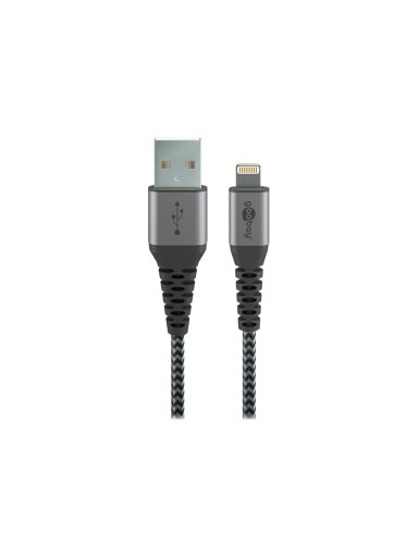 Goobay | Lightning to USB-A Textile Cable with Metal Plugs | 49268 | USB-A to Lightning Goobay | Lightning to USB-A Textile Cable with Metal Plugs | 49268 | USB-A to Lightning