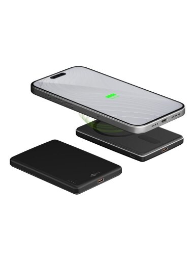 Goobay Magnetic Wireless Power Bank | 70182 | 5000 mAh | USB-C | Black