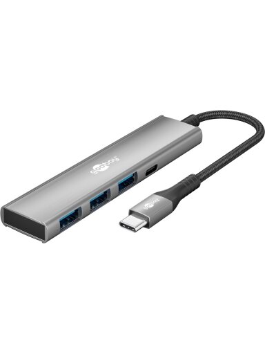 Goobay Slim 4-Port USB Hub, USB-C to USB-C/USB-A, 5 Gbit/s | 76562