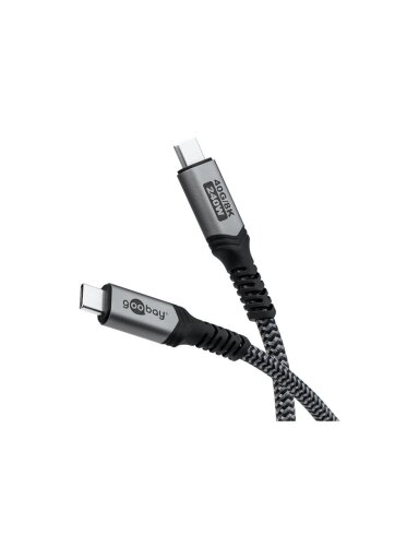 Goobay | USB-C Cable with Textile Sheath, USB4, 240 W, 40 Gbit/s, Power Delivery, 1 m