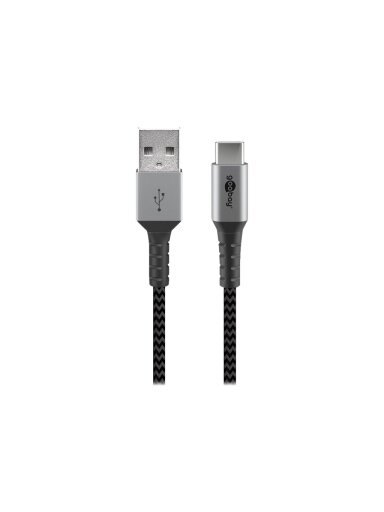 Goobay | USB-C to USB-A Textile Cable with Metal Plugs | 49296 | USB-C to USB-A Goobay | USB-C to USB-A Textile Cable with Metal Plugs | 49296 | USB-C to USB-A