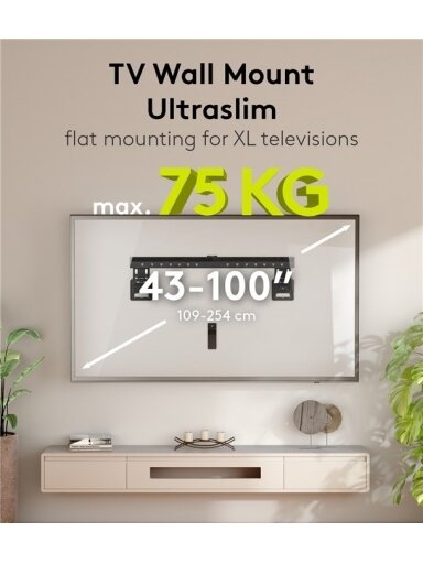 Goobay Wall mount | Ultraslim TV Wall Mount Basic FIXED (XL) | 43-100 " | Black Goobay Wall mount | Ultraslim TV Wall Mount Basic FIXED (XL) | 43-100 " | Black