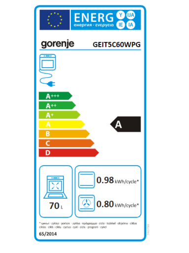 Gorenje | Cooker | GEIT5C60WPG | Hob type Induction | Oven type Electric | White | Width 50 cm | Grilling | Depth 59.4 cm | 70 L Gorenje | Cooker | GEIT5C60WPG | Hob type Induction | Oven type Electric | White | Width 50 cm | Grilling | Depth 59.4 cm | 70 L