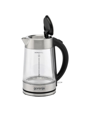 Gorenje Kettle | K17GDWII | 2200 W | Electric | 1.7 L | 360° rotational base | Stainless steel/Glass | Stainless steel/Transparent Gorenje Kettle | K17GDWII | 2200 W | Electric | 1.7 L | 360° rotational base | Stainless steel/Glass | Stainless steel/Transparent
