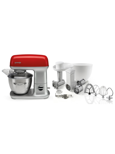 Gorenje | Kitchen machine | MMC1000RLR | 1000 W | Number of speeds 7 | Bowl capacity 4.5 L | Meat mincer | Stainless Steel/Red Gorenje | Kitchen machine | MMC1000RLR | 1000 W | Number of speeds 7 | Bowl capacity 4.5 L | Meat mincer | Stainless Steel/Red