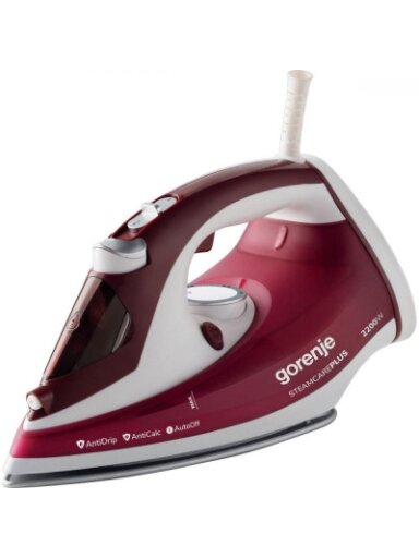 Gorenje | Steam Iron | SIH3000RBC | Steam Iron | 3000 W | Water tank capacity 350 ml | Continuous steam 40 g/min | Steam boost performance 105 g/min | Red/White Gorenje | Steam Iron | SIH3000RBC | Steam Iron | 3000 W | Water tank capacity 350 ml | Continuous steam 40 g/min | Steam boost performance 105 g/min | Red/White