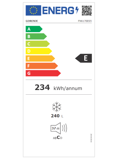 Gorenje | Freezer | FN617EES5 | Energy efficiency class E | Upright | Free standing | Height 172 cm | Total net capacity 240 L | No Frost system | Display | Stainless Steel 3 Gorenje | Freezer | FN617EES5 | Energy efficiency class E | Upright | Free standing | Height 172 cm | Total net capacity 240 L | No Frost system | Display | Stainless Steel 3