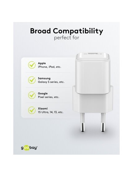 Goobay 20 W USB-C PD GaN Fast Charger Nano | USB-C 3