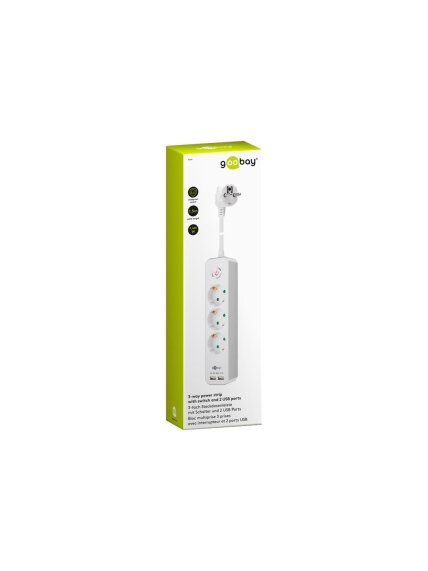 Goobay | 41264 3-Way Power Strip with Switch and USB | Sockets quantity 3 1 Goobay | 41264 3-Way Power Strip with Switch and USB | Sockets quantity 3 1