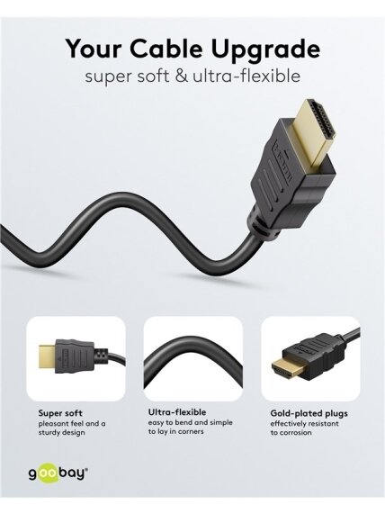 Goobay 80105 Soft HDMI High-Speed Cable with Ethernet | Soft | 5 m 8