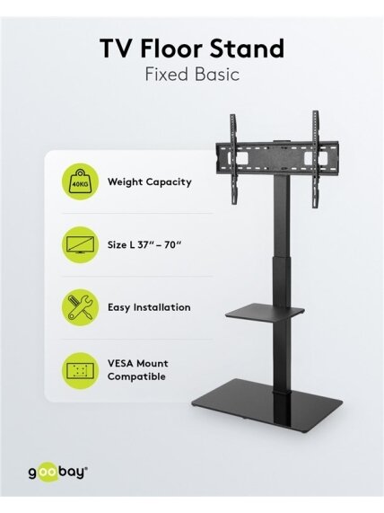 Goobay Floor stand | TV Floor Stand Basic, Size L | Swivel | 37-70 " | Maximum weight (capacity) 40 kg | Black 7