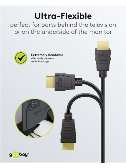 Goobay HDMI High‑Speed Cable with Ethernet | Soft | 0.5 m 2 Goobay HDMI High‑Speed Cable with Ethernet | Soft | 0.5 m 2