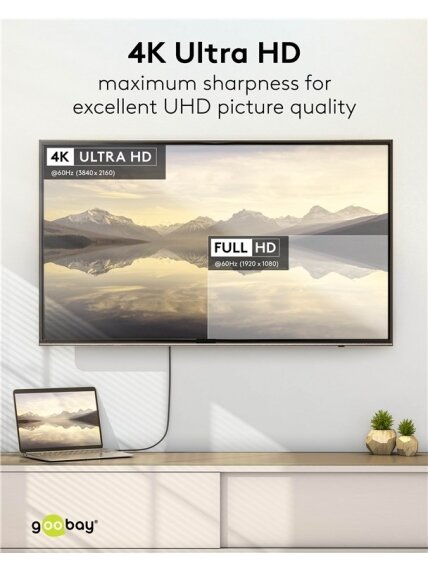 Goobay USB-C to DisplayPort Cable 4K at 60 Hz, 1 m | 75704 2 Goobay USB-C to DisplayPort Cable 4K at 60 Hz, 1 m | 75704 2