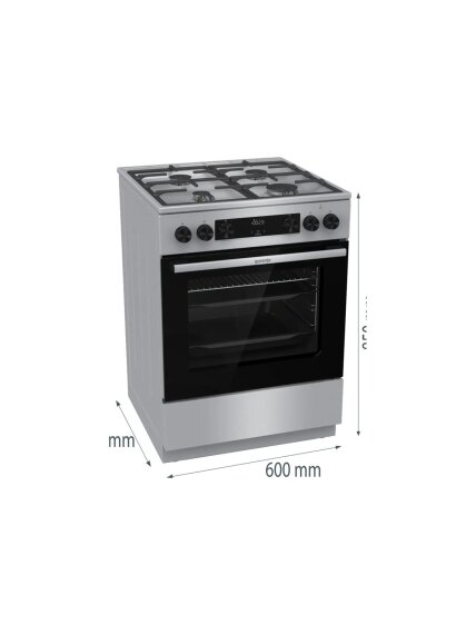 Gorenje GK6C4XF | Cooker | Hob type Gas | Oven type Electric | Stainless steel | Width 60 cm | Depth 60 cm | Grilling | Energy efficiency class A | 71 L 4