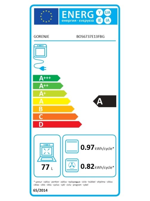 Gorenje Oven | BOS6737E13FBG | 77 L | Electric | AquaClean | Mechanical | Steam function | Height 59.5 cm | Width 59.5 cm | Stainless steel 7