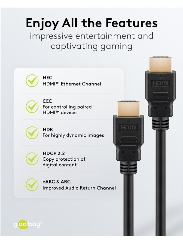 Goobay HDMI High‑Speed Cable with Ethernet | Soft | 0.5 m 1 Goobay HDMI High‑Speed Cable with Ethernet | Soft | 0.5 m 1