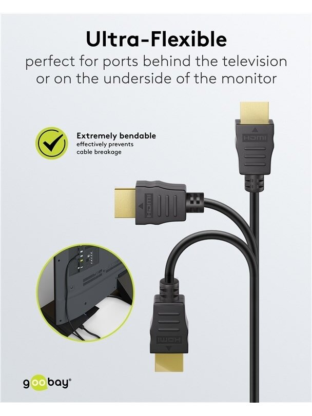 Goobay HDMI High‑Speed Cable with Ethernet | Soft | 0.5 m 2 Goobay HDMI High‑Speed Cable with Ethernet | Soft | 0.5 m 2