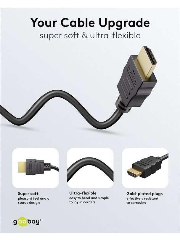 Goobay HDMI High‑Speed Cable with Ethernet | Soft | 0.5 m 6 Goobay HDMI High‑Speed Cable with Ethernet | Soft | 0.5 m 6