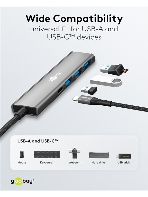 Goobay Slim 4-Port USB Hub, USB-C to USB-C/USB-A, 5 Gbit/s | 76562 5