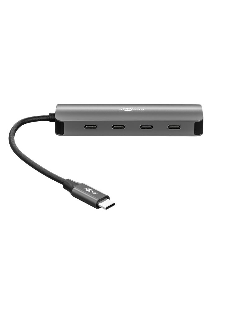 Goobay Slim 4-Port USB-Hub, USB-C auf USB-C, 10 Gbit/s, Grey | 76565 2 Goobay Slim 4-Port USB-Hub, USB-C auf USB-C, 10 Gbit/s, Grey | 76565 2