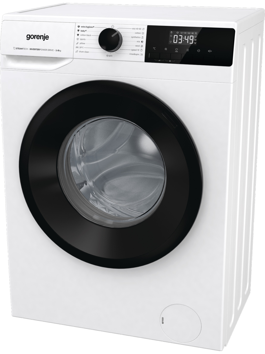 Gorenje | Washing Machine | W11NHPI84AS | Energy efficiency class A | Front loading | Washing capacity 8 kg | 1400 RPM | Depth 54 cm | Width 60 cm | Display | LED | Steam function | White 8