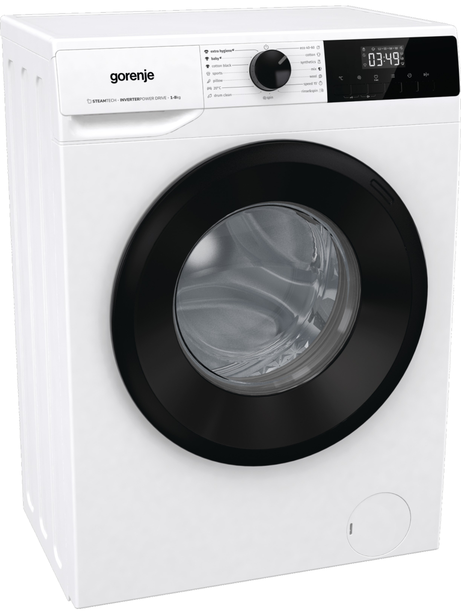 Gorenje | Washing Machine | W11NHPI84AS | Energy efficiency class A | Front loading | Washing capacity 8 kg | 1400 RPM | Depth 54 cm | Width 60 cm | Display | LED | Steam function | White 7