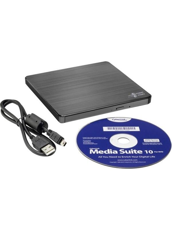 H.L Data Storage | Ultra Slim Portable DVD-Writer | GP60NB60 | Interface USB 2.0 | DVD±R/RW | CD read speed 24 x | CD write speed 24 x | Black | Desktop/Notebook 2
