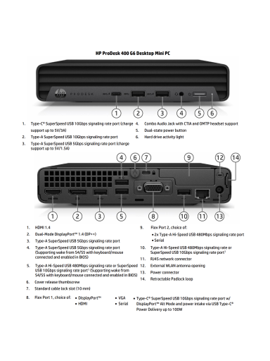 HP Renewed Grade A | ProDesk 400 G6 Desktop Mini | Intel Core i5 | i5-10500T | 16 GB | SSD | 256 GB | Intel UHD Graphics 630 | Windows 11 Pro