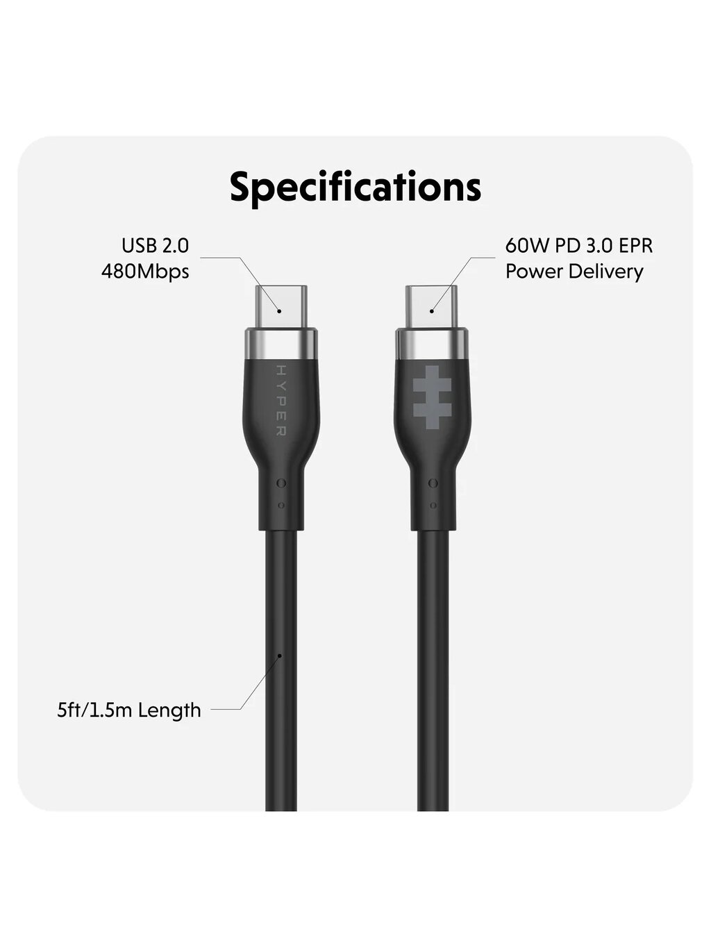 Hyper | HyperJuice USB-C Silicone Charging Cable | HJ4011BKGL 5 Hyper | HyperJuice USB-C Silicone Charging Cable | HJ4011BKGL 5