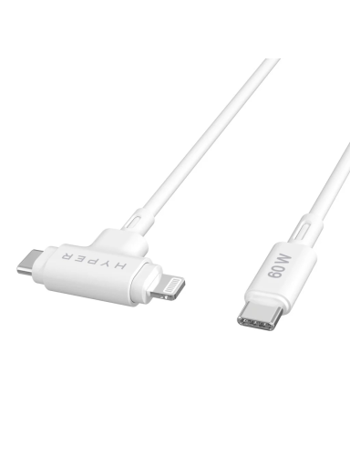 Hyper | HyperJuice Silicone USB-C to USB-C and Lightning Hybrid 60W Cable
