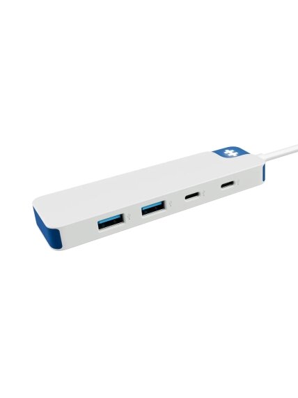 Hyper HyperDrive Flex 4 Port USB-C Combo Hub, White/Blue | HD5200BUGL 1 Hyper HyperDrive Flex 4 Port USB-C Combo Hub, White/Blue | HD5200BUGL 1