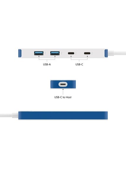 Hyper HyperDrive Flex 4 Port USB-C Combo Hub, White/Blue | HD5200BUGL 4