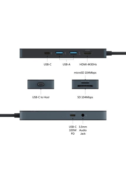 Hyper HyperDrive Flex 8 Port USB-C Hub, Black | HD4102BKGL | HDMI ports quantity 1 5
