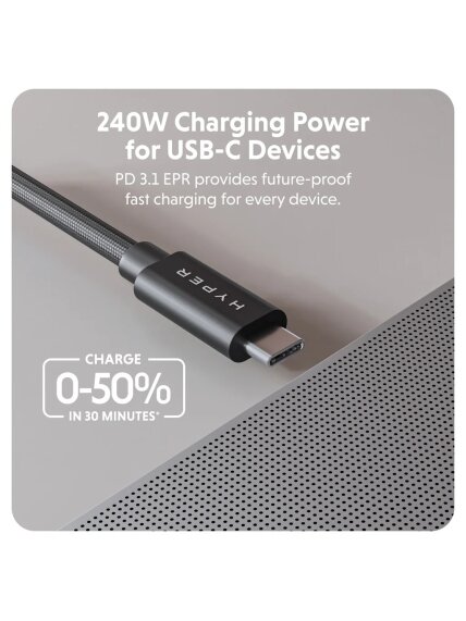 Hyper | HyperDrive Next USB4 Type-C Performance Cable, 1.2 m | HD6500BKGL 1 Hyper | HyperDrive Next USB4 Type-C Performance Cable, 1.2 m | HD6500BKGL 1