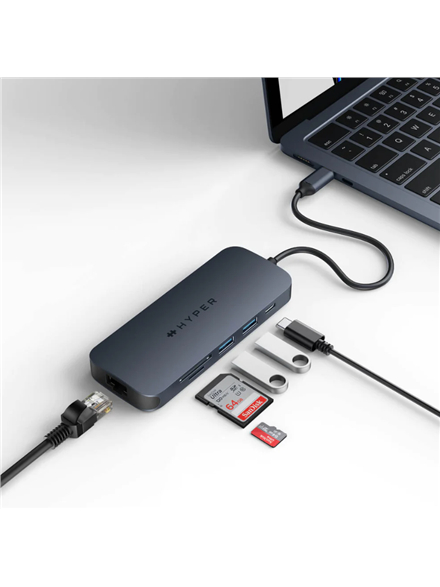 Hyper | HyperDrive Next 8 Port USB-C Hub, 140W | Ethernet LAN (RJ-45) ports 1 | HDMI ports quantity 1 2 Hyper | HyperDrive Next 8 Port USB-C Hub, 140W | Ethernet LAN (RJ-45) ports 1 | HDMI ports quantity 1 2