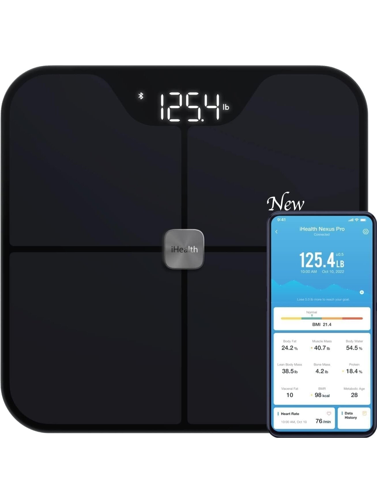 iHealth | Wireless Body Composition Scale | Nexus Pro | Maximum weight (capacity) 181 kg | Body Mass Index (BMI) measuring | Black
