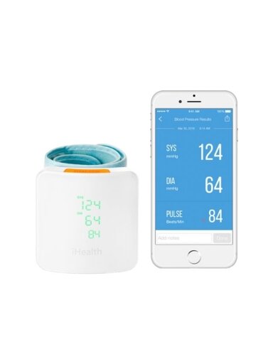 iHealth | Wrist Blood Pressure Monitor | BP7S | White | Blood pressure readings are stored on the secure, free, HIPAA compliant iHealth Cloud. Monitor blood pressure and pulse trends with intuitive charts and share data with your doctor in PDF or spreadsh