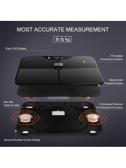 iHealth | Wireless Body Composition Scale | Nexus Pro | Maximum weight (capacity) 181 kg | Body Mass Index (BMI) measuring | Black 6 iHealth | Wireless Body Composition Scale | Nexus Pro | Maximum weight (capacity) 181 kg | Body Mass Index (BMI) measuring | Black 6