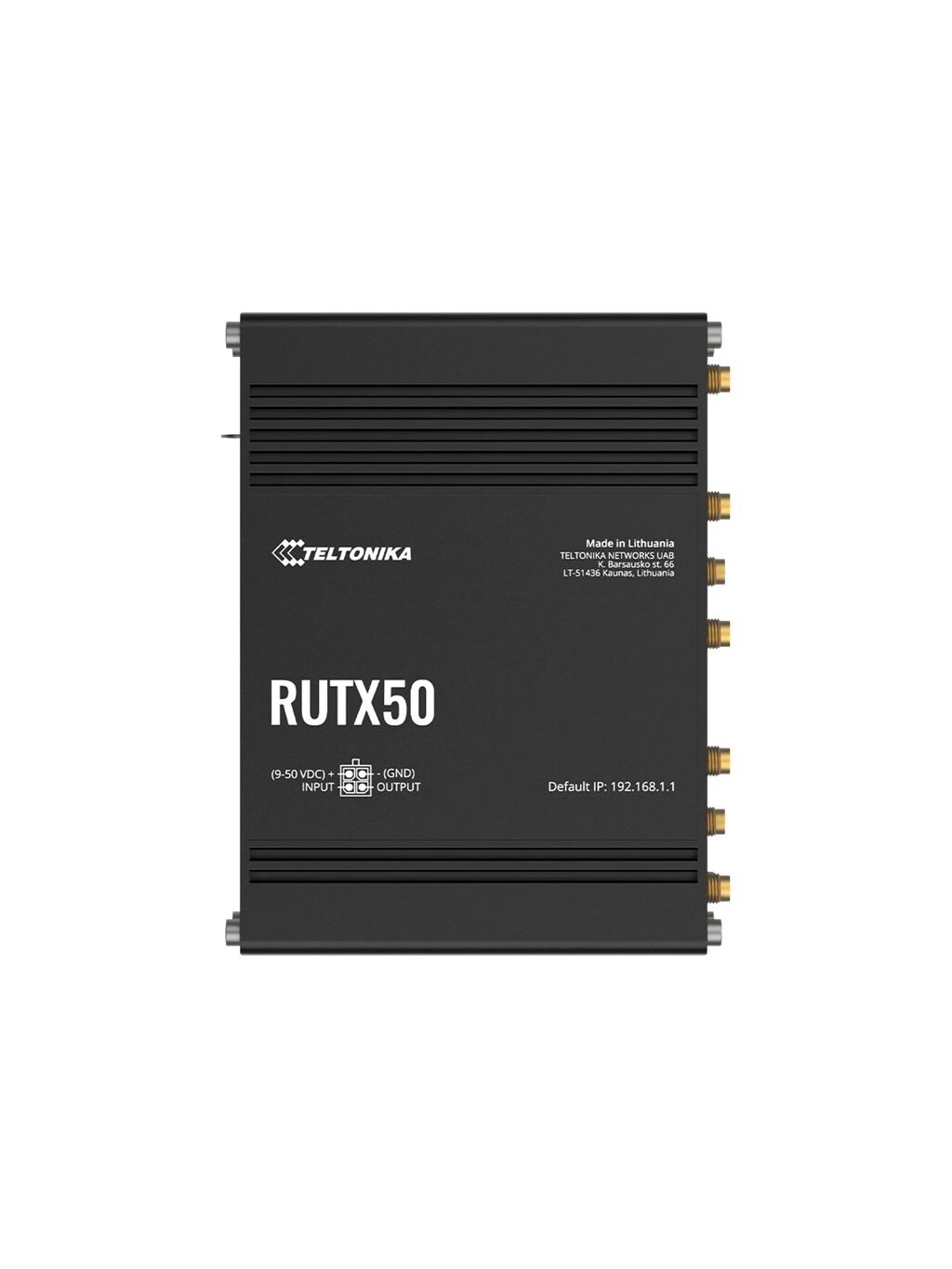 INDUSTRIAL 5G ROUTER | RUTX50 | 802.11ac | 867 Mbit/s | 10/100/1000 Mbps Mbit/s | Ethernet LAN (RJ-45) ports 5 | Mesh Support Yes | MU-MiMO Yes | 5G | Antenna type Internal INDUSTRIAL 5G ROUTER | RUTX50 | 802.11ac | 867 Mbit/s | 10/100/1000 Mbps Mbit/s | Ethernet LAN (RJ-45) ports 5 | Mesh Support Yes | MU-MiMO Yes | 5G | Antenna type Internal