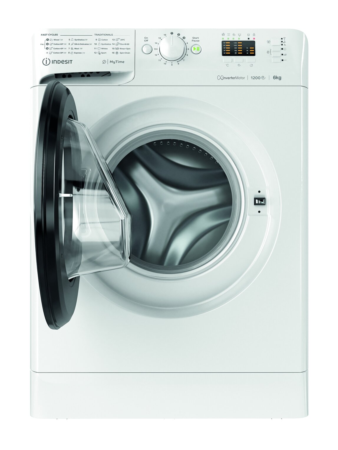 INDESIT | Washing machine | MTWSA 61294 WK EE | Energy efficiency class C | Front loading | Washing capacity 6 kg | 1151 RPM | Depth 42.5 cm | Width 59.5 cm | Display | Big Digit | White 2
