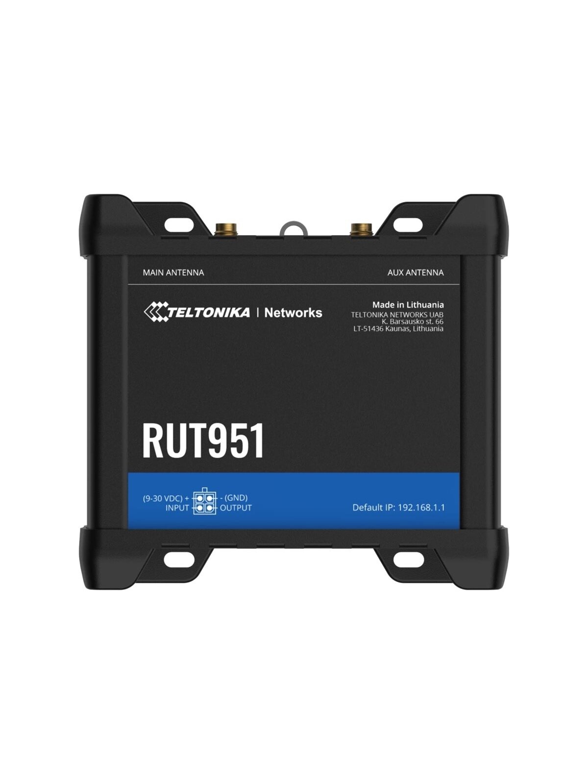 Industrial Cellular router | RUT951 | 802.11n | 10/100 Mbit/s | Ethernet LAN (RJ-45) ports 4 | Mesh Support No | MU-MiMO No | 2G/3G/4G | Antenna type 2 x SMA for LTE, 2 x RP-SMA | 0 1 Industrial Cellular router | RUT951 | 802.11n | 10/100 Mbit/s | Ethernet LAN (RJ-45) ports 4 | Mesh Support No | MU-MiMO No | 2G/3G/4G | Antenna type 2 x SMA for LTE, 2 x RP-SMA | 0 1