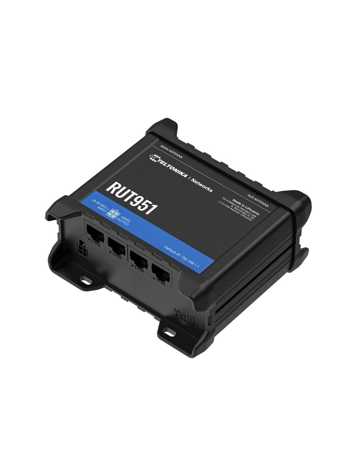 Industrial Cellular router | RUT951 | 802.11n | 10/100 Mbit/s | Ethernet LAN (RJ-45) ports 4 | Mesh Support No | MU-MiMO No | 2G/3G/4G | Antenna type 	2 x SMA for LTE, 2 x RP-SMA | 0