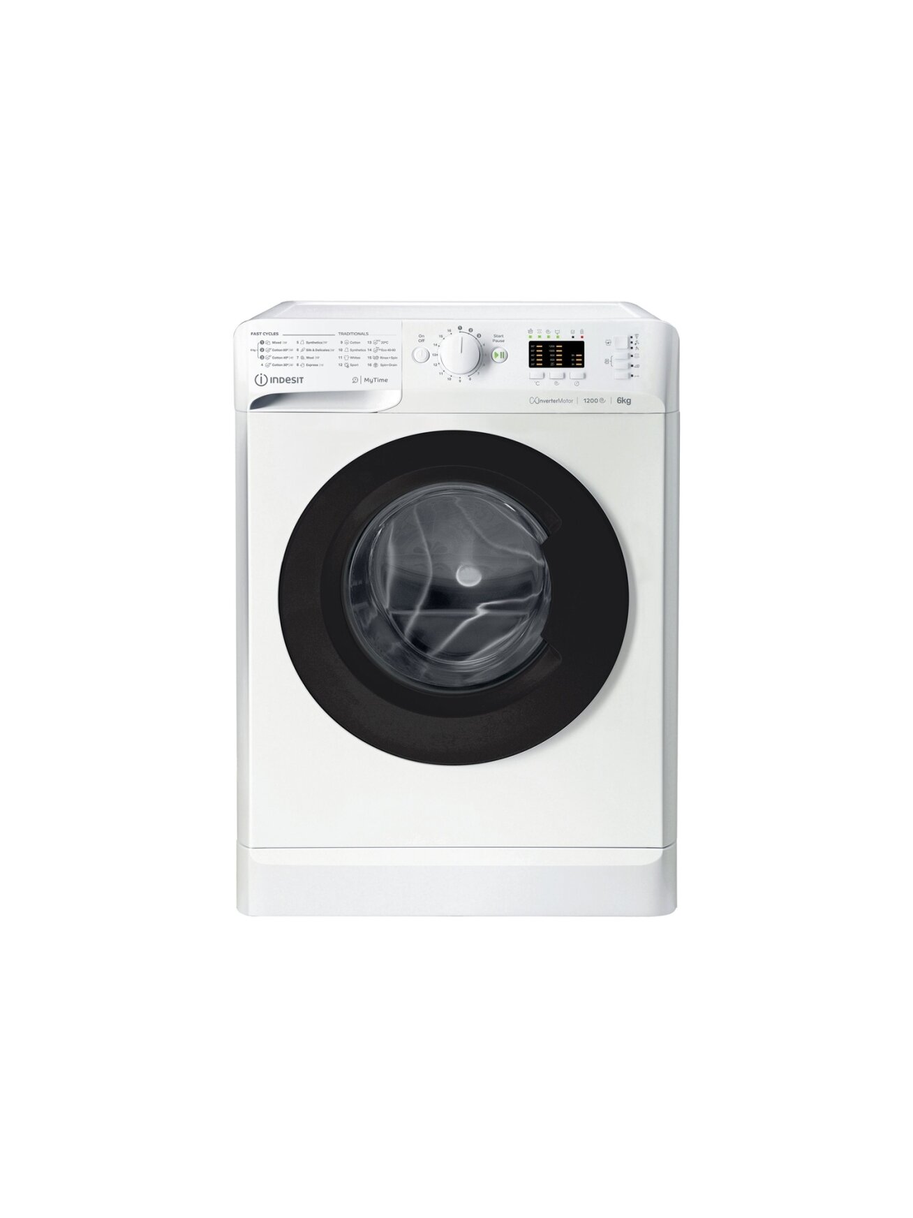 INDESIT | Washing machine | MTWSA 61294 WK EE | Energy efficiency class C | Front loading | Washing capacity 6 kg | 1151 RPM | Depth 42.5 cm | Width 59.5 cm | Display | Big Digit | White
