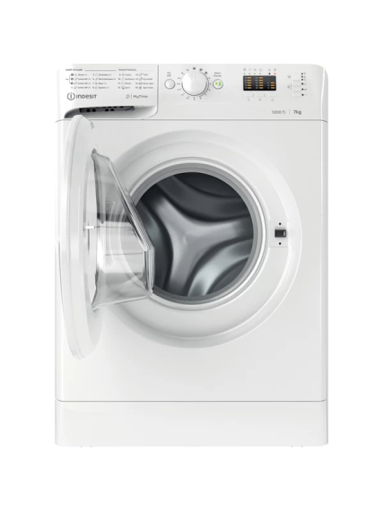 INDESIT | Washing machine | MTWA 71252 W EE | Energy efficiency class E | Front loading | Washing capacity 7 kg | 1200 RPM | Depth 54 cm | Width 59.5 cm | Display | LED | White 3