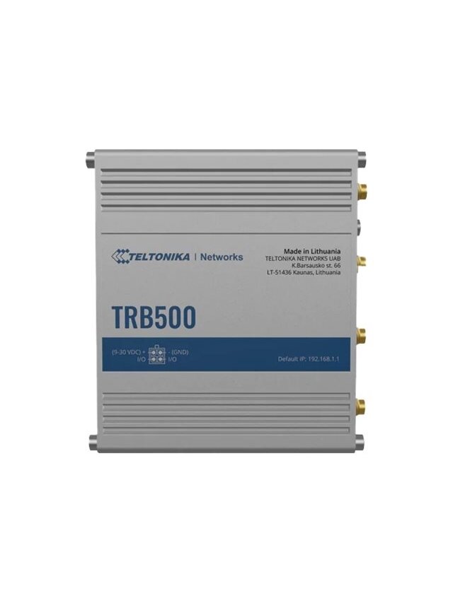 Industrial 5G Gateway | TRB500 | No Wi-Fi | 10/100/1000 Mbps Mbit/s | Ethernet LAN (RJ-45) ports 1 | Mesh Support No | MU-MiMO Yes | Antenna type SMA for Mobile Industrial 5G Gateway | TRB500 | No Wi-Fi | 10/100/1000 Mbps Mbit/s | Ethernet LAN (RJ-45) ports 1 | Mesh Support No | MU-MiMO Yes | Antenna type SMA for Mobile