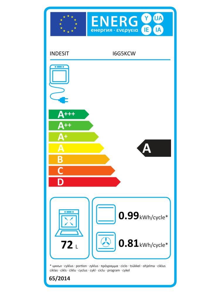 INDESIT Cooker | I6G5KCW | Hob type Gas | Oven type Electric | White | Width 60 cm | Grilling | Depth 60 cm | 72 L