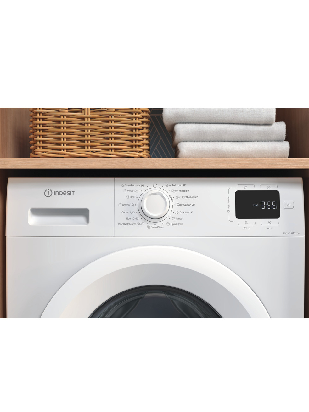 INDESIT Washing machine | IM 762 MY TIME EE | Energy efficiency class A | Front loading | Washing capacity 7 kg | 1200 RPM | Depth 50 cm | Width 60 cm | Display | Digit | Steam function | White 4 INDESIT Washing machine | IM 762 MY TIME EE | Energy efficiency class A | Front loading | Washing capacity 7 kg | 1200 RPM | Depth 50 cm | Width 60 cm | Display | Digit | Steam function | White 4